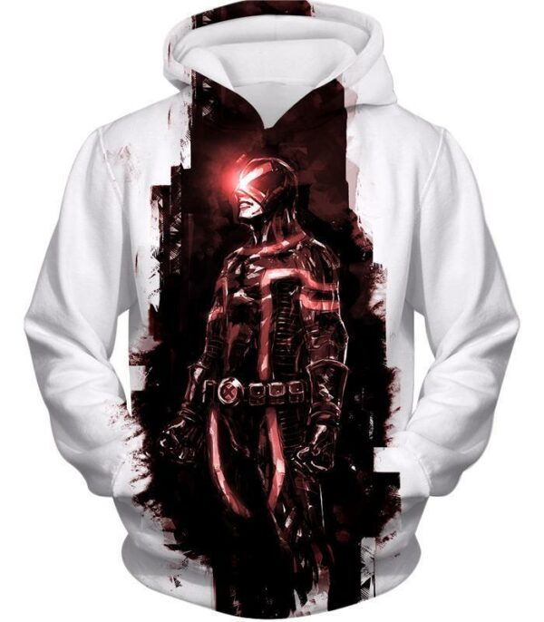 X-Men Action Hero Cyclops Cool White Graphic Zip Up Hoodie - Hoodie