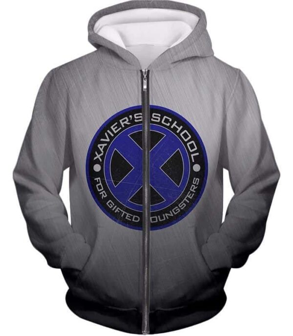 X-Men Charles Xaviers School For Gifted Youngsters Promo Grey Zip Up Hoodie