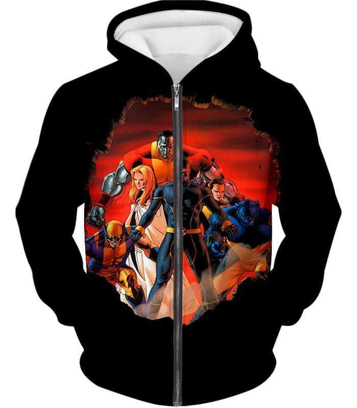 X-Men Heroes Black Zip Up Hoodie