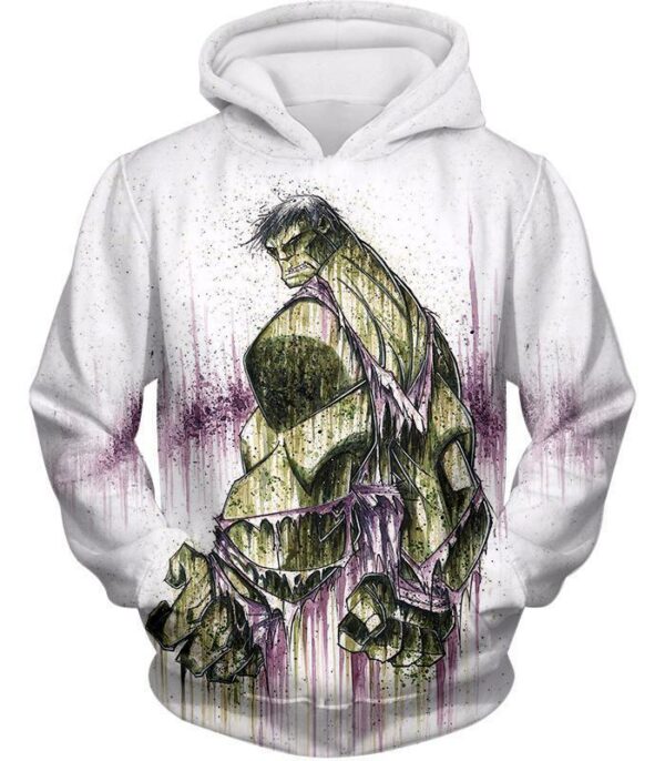 Green Hulk Fan Art White Zip Up Hoodie - Hoodie