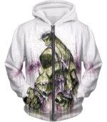 Green Hulk Fan Art White Zip Up Hoodie - Zip Up Hoodie