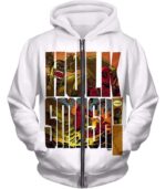 Hulk Smash White Hoodie - Zip Up Hoodie