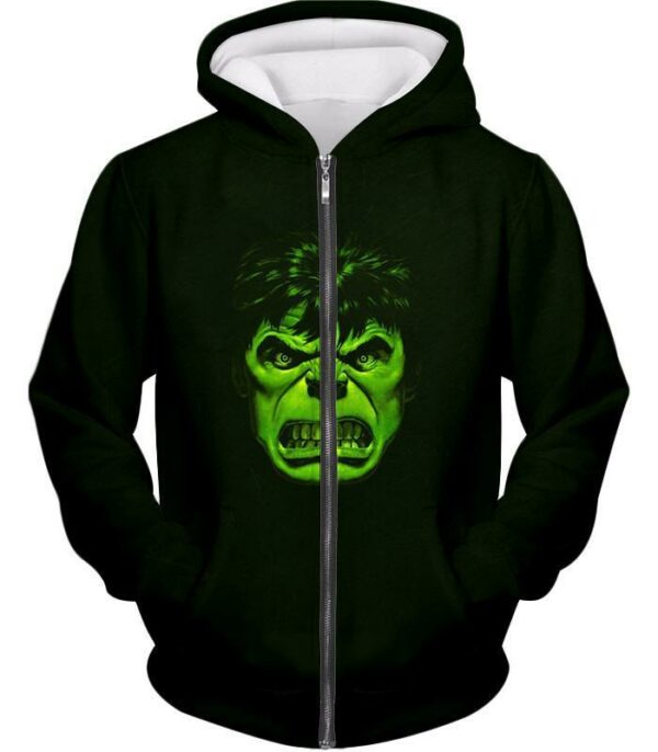 Incredible Green Hulk Promo Black Hoodie - Zip Up Hoodie