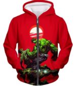 Most Powerful Hero Hulk Red Hoodie - Zip Up Hoodie