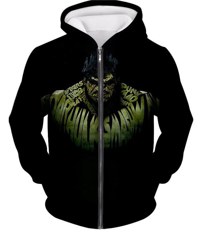 Movie Quotes Hulk Promo Black Zip Up Hoodie - Zip Up Hoodie