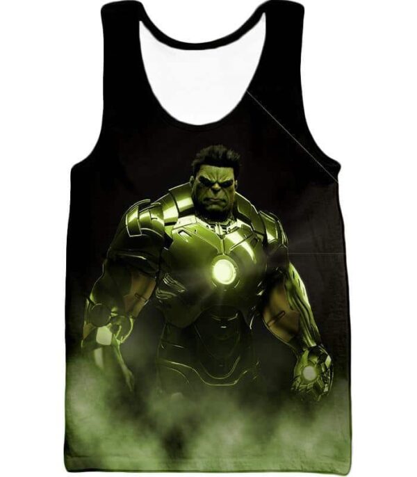 Super Hulk In Iron Mans Hulkbuster Suit Black Hoodie - Tank Top