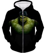 Superhero Hulk Black Hoodie - Zip Up Hoodie