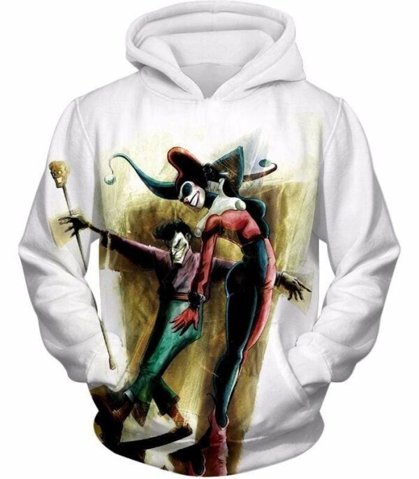 Gothams King And Queen Joker And Harley White Hoodie - Hoodie