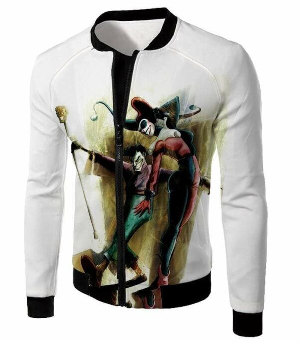 Gothams King And Queen Joker And Harley White Hoodie - Jacket