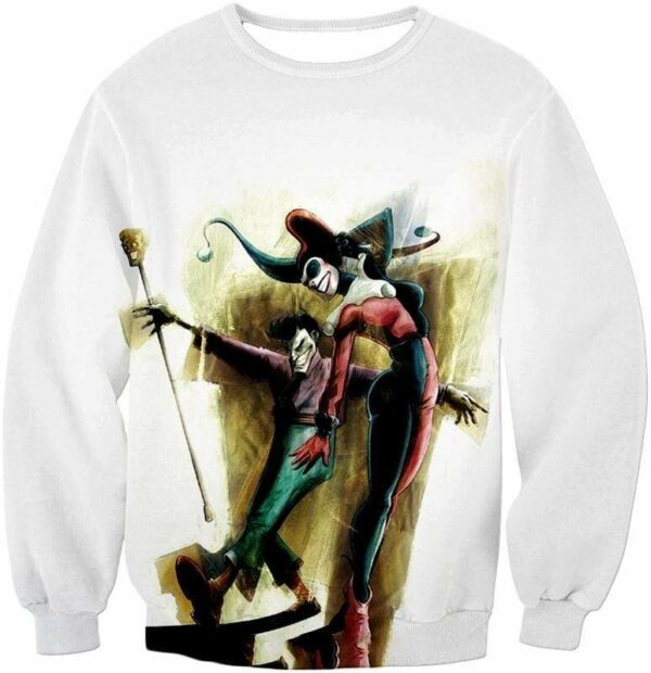 Gothams King And Queen Joker And Harley White Hoodie - Sweatshirt