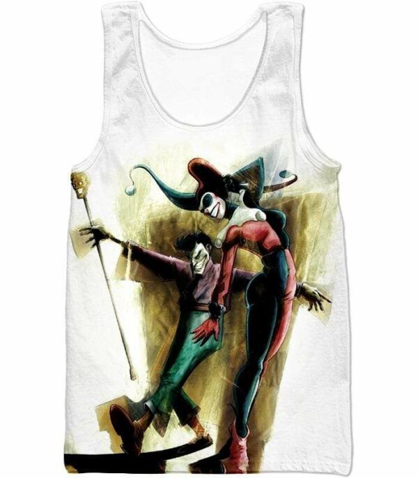 Gothams King And Queen Joker And Harley White Hoodie - Tank Top