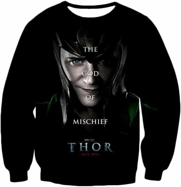 Cool God Of Mischief Loki Thor Promo Black Zip Up Hoodie - Sweatshirt