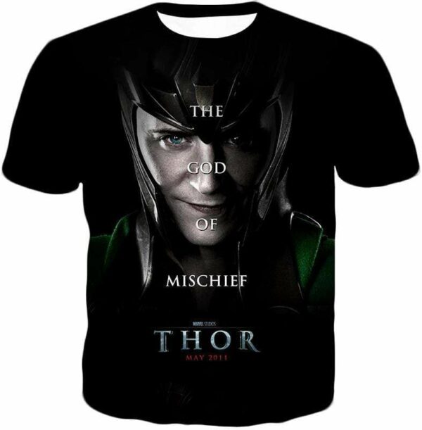 Cool God Of Mischief Loki Thor Promo Black Zip Up Hoodie - T-Shirt
