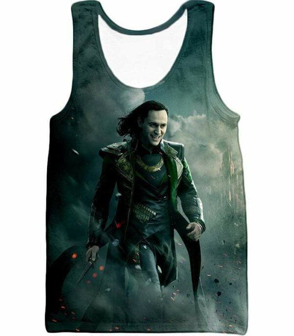 Loki Odinson The War Criminal Avengers Promo Action Zip Up Hoodie - Tank Top