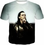 Marvels God Of Mischief Loki Black White Hoodie - T-Shirt