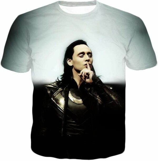 Marvels God Of Mischief Loki Black White Zip Up Hoodie - T-Shirt