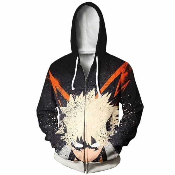 Katsuki Bakugou Vector Form Hoodie - My Hero Academia Zip Up Hoodie Jcaket