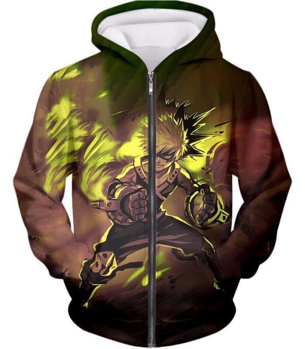 My Hero Academia Explosive Hero Katsuki Bakugo Action Hoodie - Anime Hoodie - Zip Up Hoodie