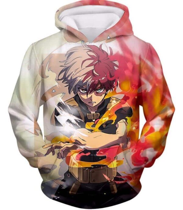 My Hero Academia Hoodie - My Hero Academia Being The Best Shoto Todoroki Half Cold Half Hot Hero Action Zip Up Hoodie - Hoodie