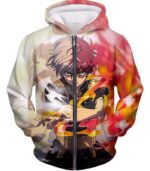 My Hero Academia Hoodie - My Hero Academia Being The Best Shoto Todoroki Half Cold Half Hot Hero Action Hoodie - Zip Up Hoodie