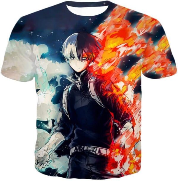 My Hero Academia Hoodie - My Hero Academia Blazing Hot And Icy Cold Half Cold Half Hot Shoto Cool Action Hoodie - T-Shirt