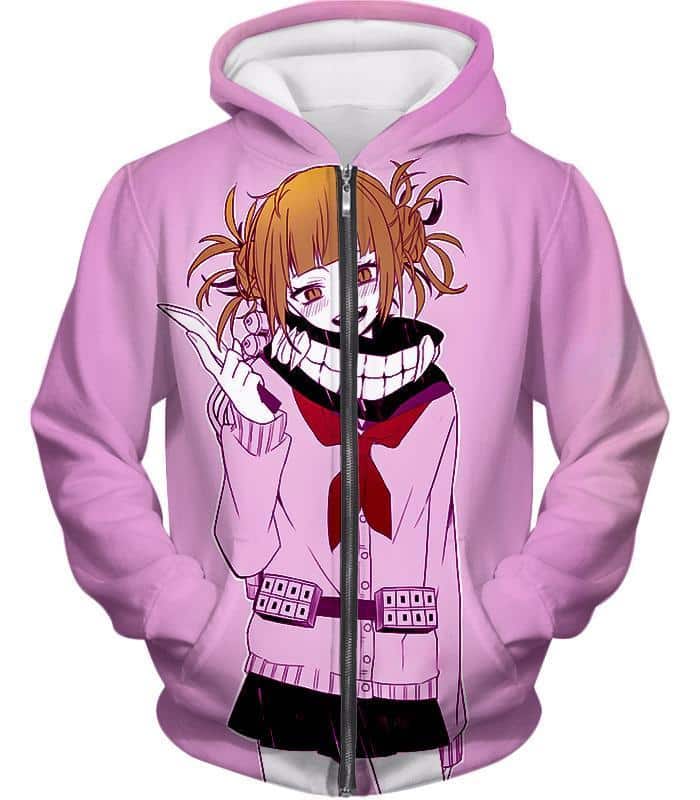 My Hero Academia Hoodie - My Hero Academia Dangerous And Cool Villain Himiko Toga Cool Promo Purple Zip Up Hoodie - Zip Up Hoodie