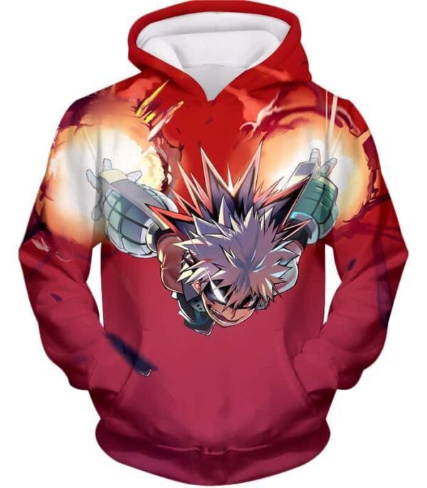 My Hero Academia Hoodie - My Hero Academia Exploding Hero Bakugo Katsuki Ultimate Action Red Zip Up Hoodie - Hoodie