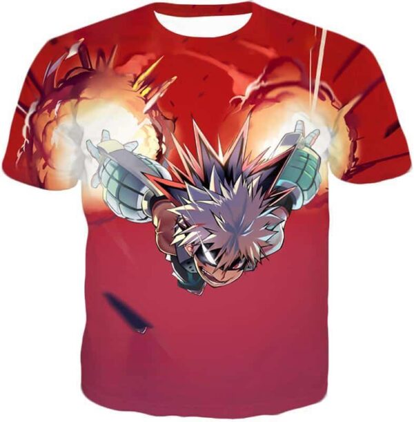 My Hero Academia Hoodie - My Hero Academia Exploding Hero Bakugo Katsuki Ultimate Action Red Zip Up Hoodie - T-Shirt