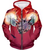 My Hero Academia Hoodie - My Hero Academia Exploding Hero Bakugo Katsuki Ultimate Action Red Hoodie - Zip Up Hoodie