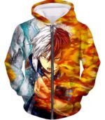 My Hero Academia Hoodie - My Hero Academia Favourite Anime Hero Shoto Todoroki Half Cold Half Hot Hoodie - Zip Up Hoodie