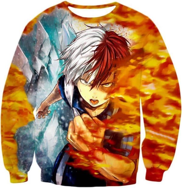 My Hero Academia Hoodie - My Hero Academia Favourite Anime Hero Shoto Todoroki Half Cold Half Hot Hoodie - Sweatshirt