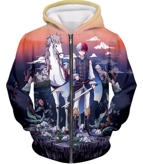 My Hero Academia Hoodie - My Hero Academia Fictional Shoto Todoroki Fantasy Anime  Graphic Hoodie - Zip Up Hoodie