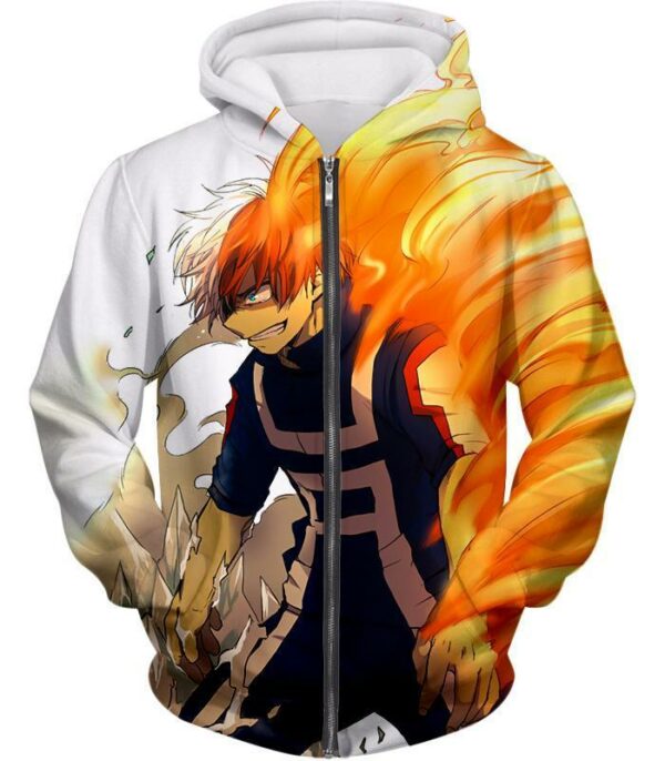 My Hero Academia Hoodie - My Hero Academia Hero Shoto Todoroki Half Hot Half Cold Cool Action Zip Up Hoodie