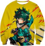 My Hero Academia Hoodie - My Hero Academia Izuki Midoriya Aka Deku Anime Promo Yellow Hoodie - Sweatshirt