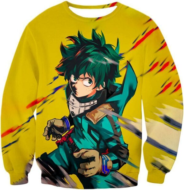 My Hero Academia Hoodie - My Hero Academia Izuki Midoriya Aka Deku Anime Promo Yellow Hoodie - Sweatshirt