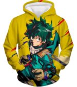 My Hero Academia Hoodie - My Hero Academia Izuki Midoriya Aka Deku Anime Promo Yellow Zip Up Hoodie - Hoodie