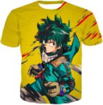 My Hero Academia Hoodie - My Hero Academia Izuki Midoriya Aka Deku Anime Promo Yellow Zip Up Hoodie - T-Shirt