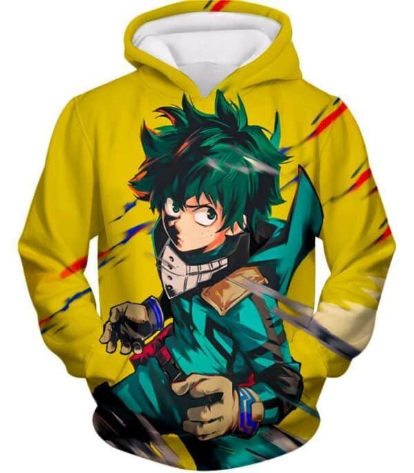 My Hero Academia Hoodie - My Hero Academia Izuki Midoriya Aka Deku Anime Promo Yellow Hoodie