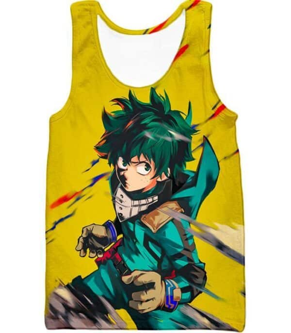 My Hero Academia Hoodie - My Hero Academia Izuki Midoriya Aka Deku Anime Promo Yellow Hoodie - Tank Top