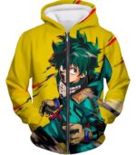 My Hero Academia Hoodie - My Hero Academia Izuki Midoriya Aka Deku Anime Promo Yellow Zip Up Hoodie