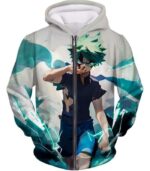 My Hero Academia Hoodie - My Hero Academia Izuki Midoriya Incredible Hero Action White Hoodie - Zip Up Hoodie