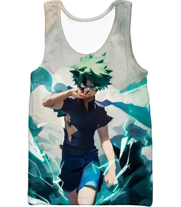 My Hero Academia Hoodie - My Hero Academia Izuki Midoriya Incredible Hero Action White Hoodie - Tank Top