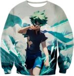 My Hero Academia Hoodie - My Hero Academia Izuki Midoriya Incredible Hero Action White Hoodie - Sweatshirt