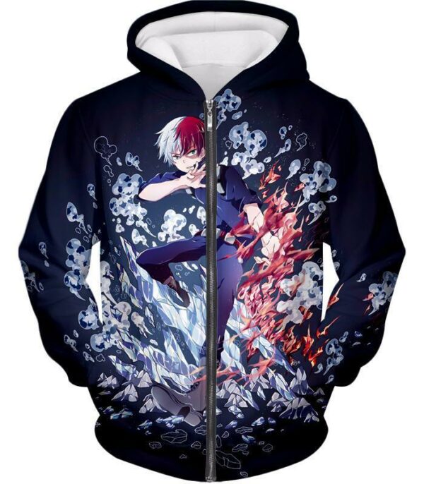 My Hero Academia Hoodie - My Hero Academia Shoto Todoroki  Black Hoodie - Zip Up Hoodie