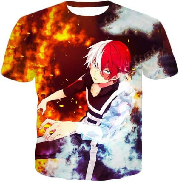 My Hero Academia Hoodie - My Hero Academia Super Anime Hero Shoto Todoroki Quirk Half Cold Half Hot Action Hoodie - T-Shirt