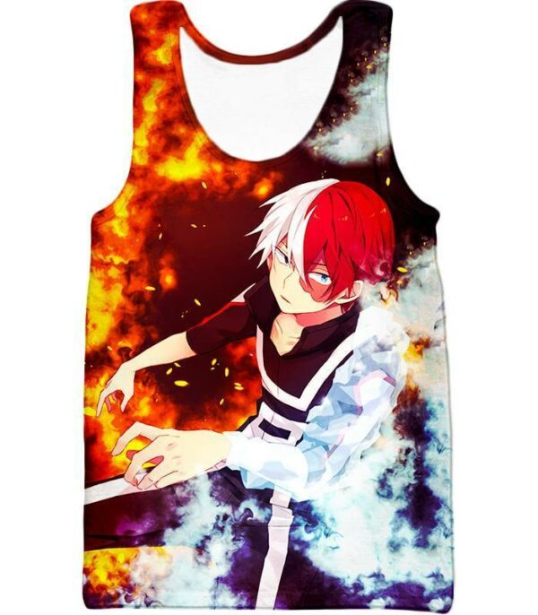 My Hero Academia Hoodie - My Hero Academia Super Anime Hero Shoto Todoroki Quirk Half Cold Half Hot Action Hoodie - Tank Top