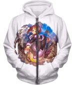 My Hero Academia Hoodie - My Hero Academia Super Cute Gravity Girl Uraraka Action  White Hoodie - Zip Up Hoodie