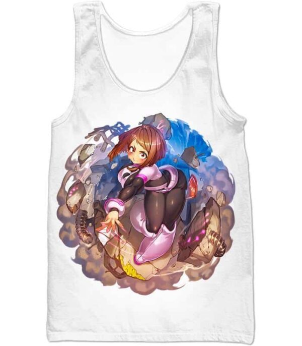 My Hero Academia Hoodie - My Hero Academia Super Cute Gravity Girl Uraraka Action  White Hoodie - Tank Top