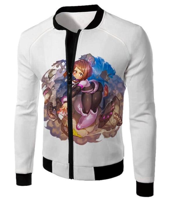 My Hero Academia Hoodie - My Hero Academia Super Cute Gravity Girl Uraraka Action  White Hoodie - Jacket