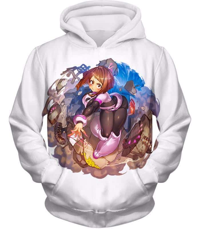 My Hero Academia Hoodie - My Hero Academia Super Cute Gravity Girl Uraraka Action  White Hoodie